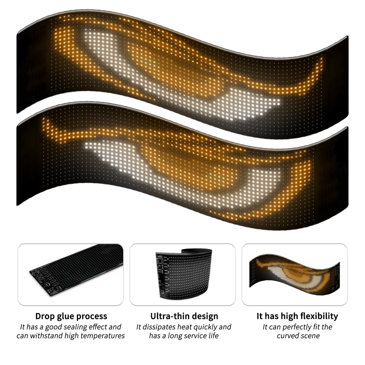 Display LED flexible doble - 12 x 59,5 cm - USB + Bluetooth + mando a distancia - Barcelona Led-Signage