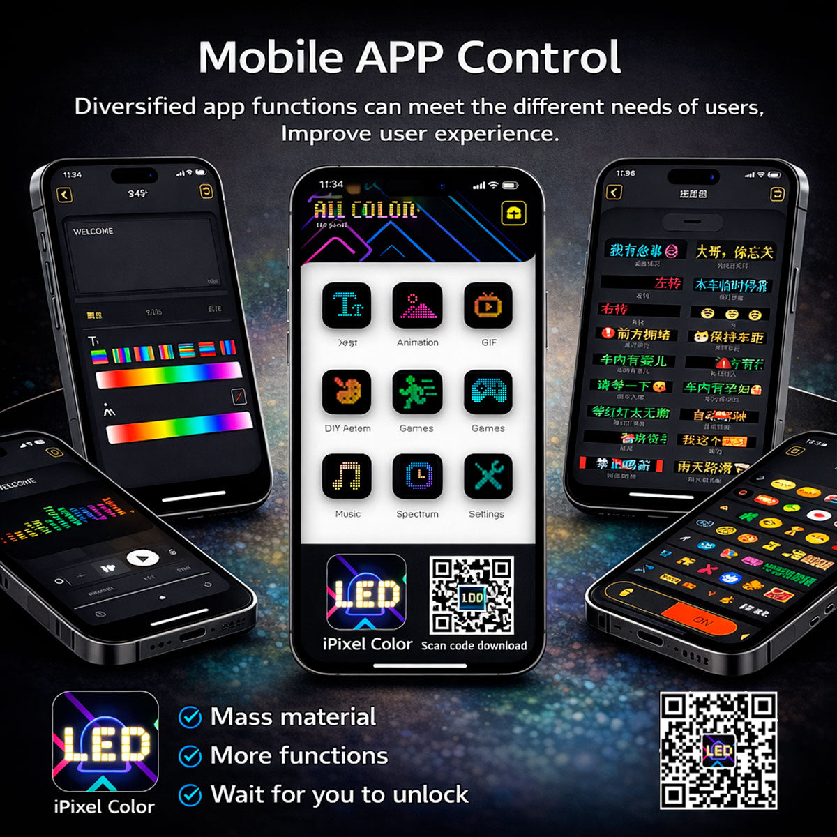 Display LED flexible programable - 12 x 59,5 cm - USB + Bluetooth + mando a distancia (7)
