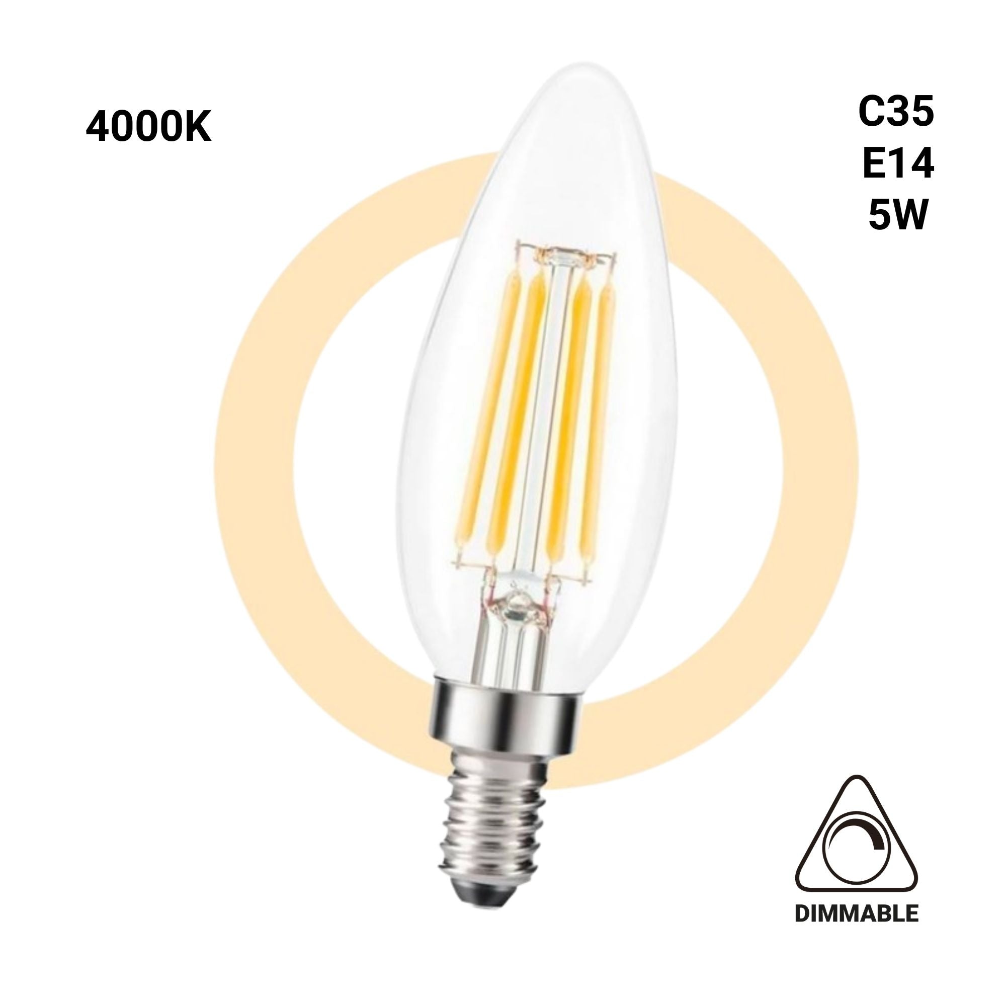 Bombilla LED Vela E14 5W Regulable C35 – 550 Lúmenes (2)