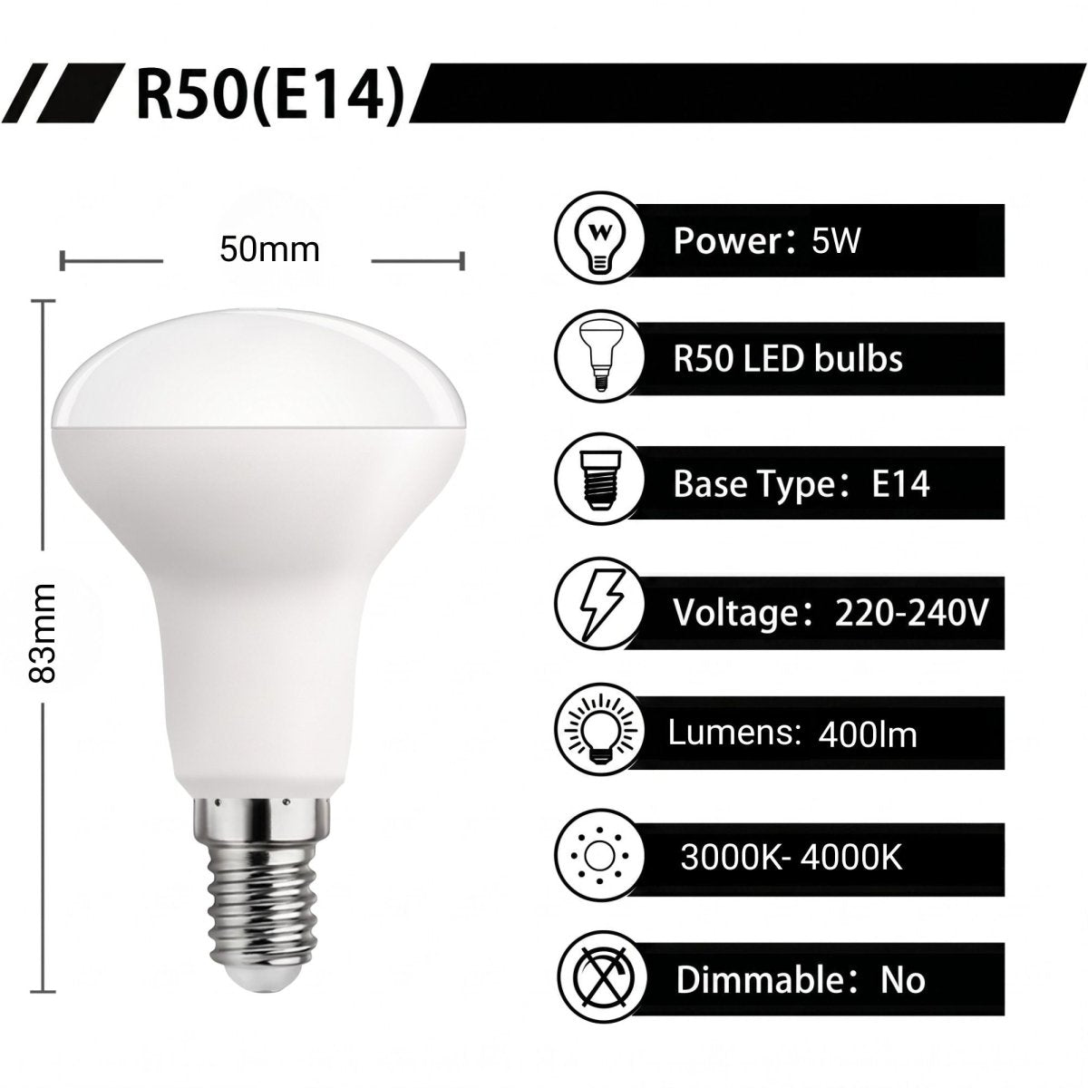 Bombilla LED reflectora - E14 R50 - 5W - Barcelona Led-