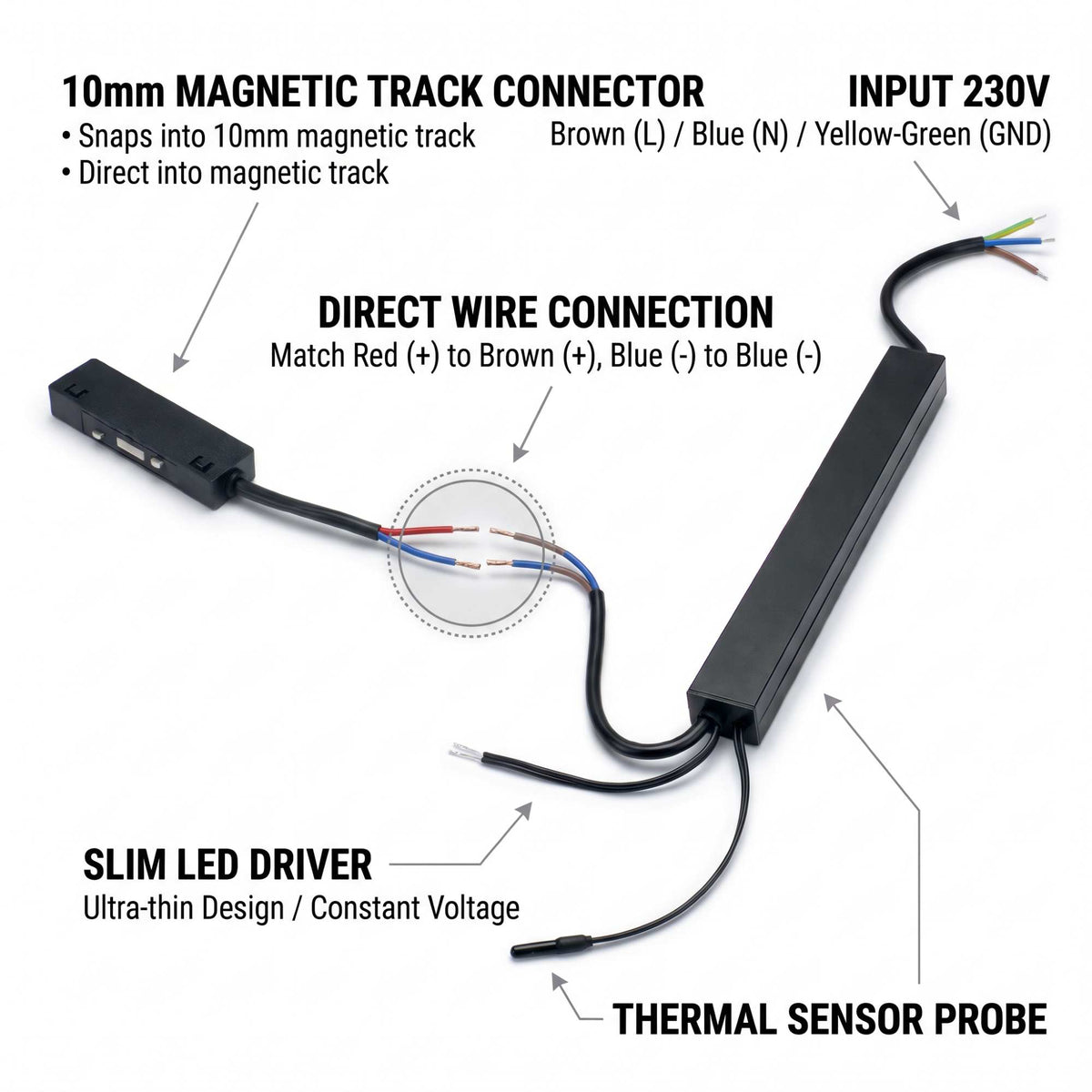 Fuente de alimentación "SMART TUYA" para carril magnético - 10mm/26mm - 100W - 48V (4)