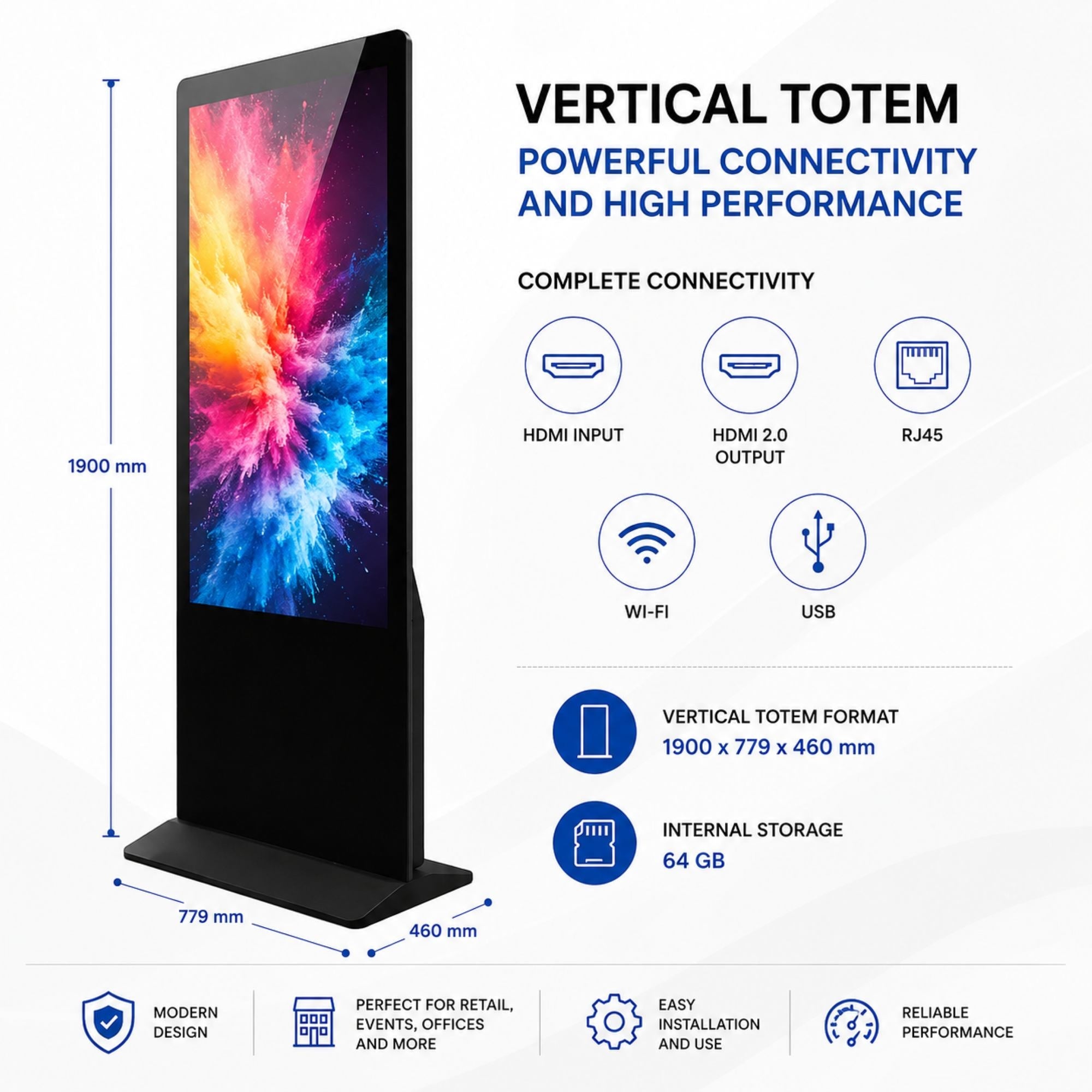 Tótem Publicitario Digital 55'' Full HD - Android 13 - Cartelería Vertical Interior - No táctil (6)