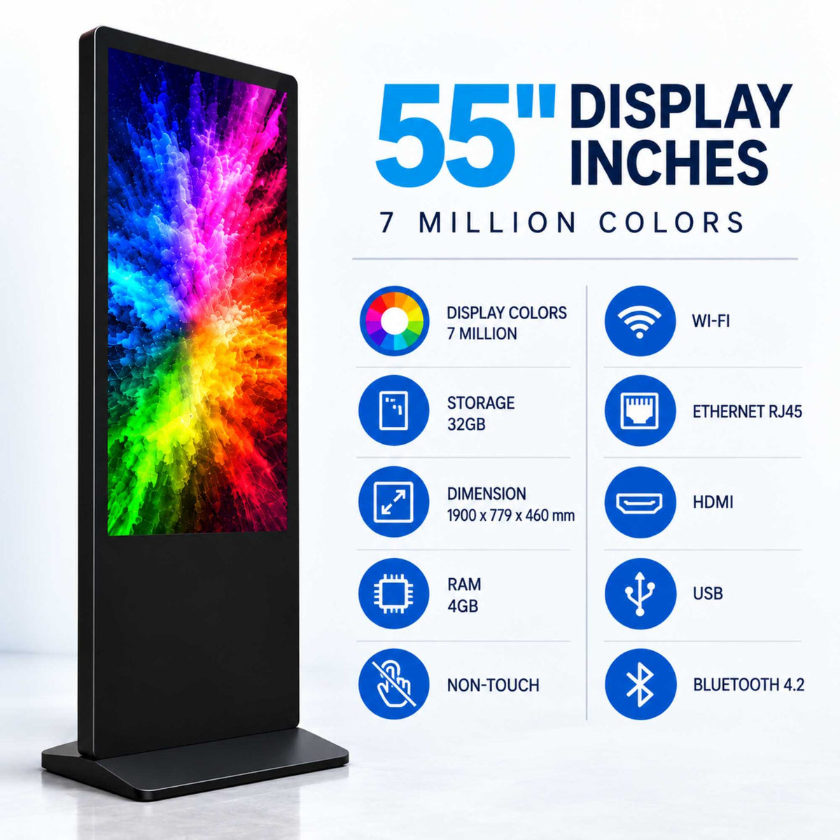 Tótem Publicitario Digital No Táctil 55" Full HD - Android 9 - Cartelería Vertical para Interior (2)