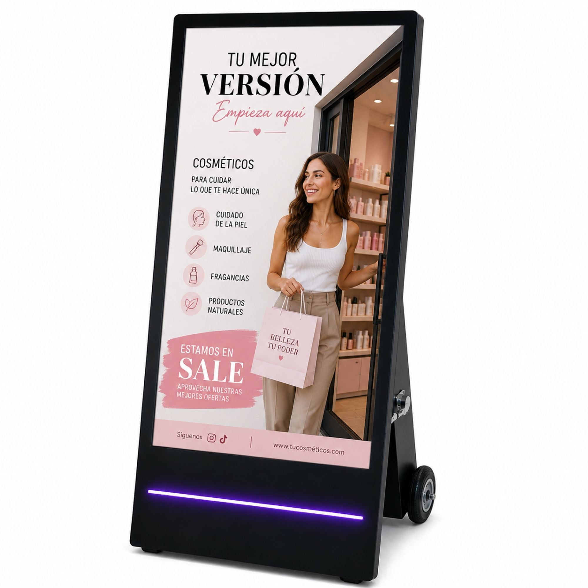 Display publicitario portátil 43'' para interior con ruedas y batería - LCD Full HD (6)