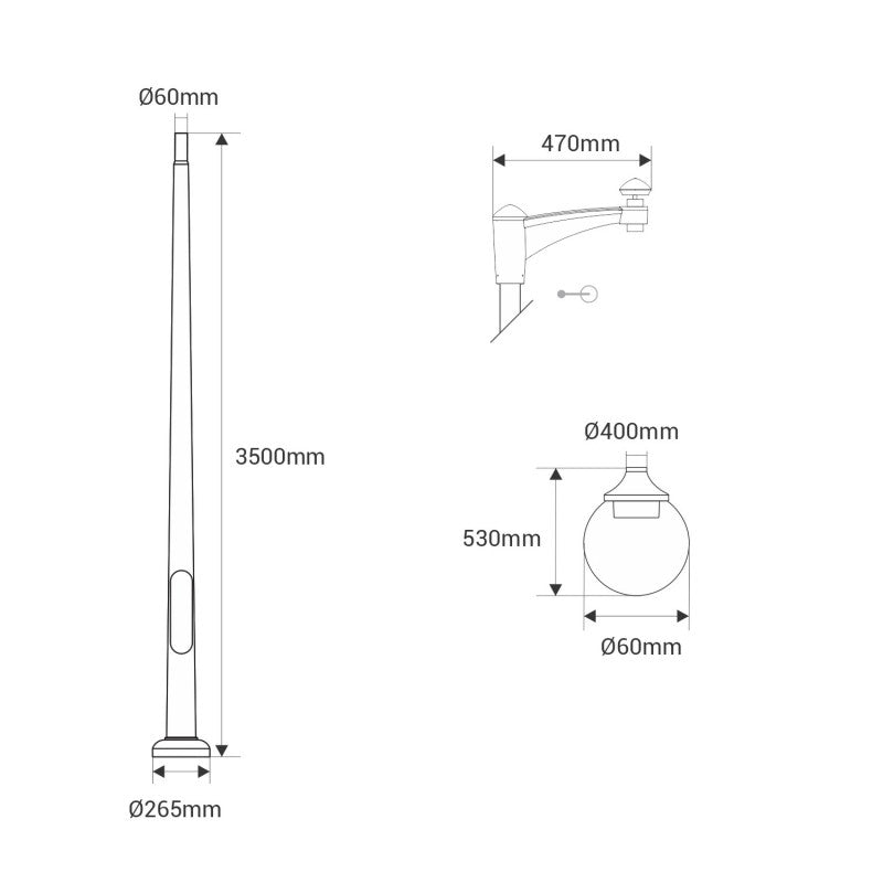 Poste de luz exterior "GLOBE 400 MODERN DOWN" Fumagalli - 4 opciones - E27 (8)