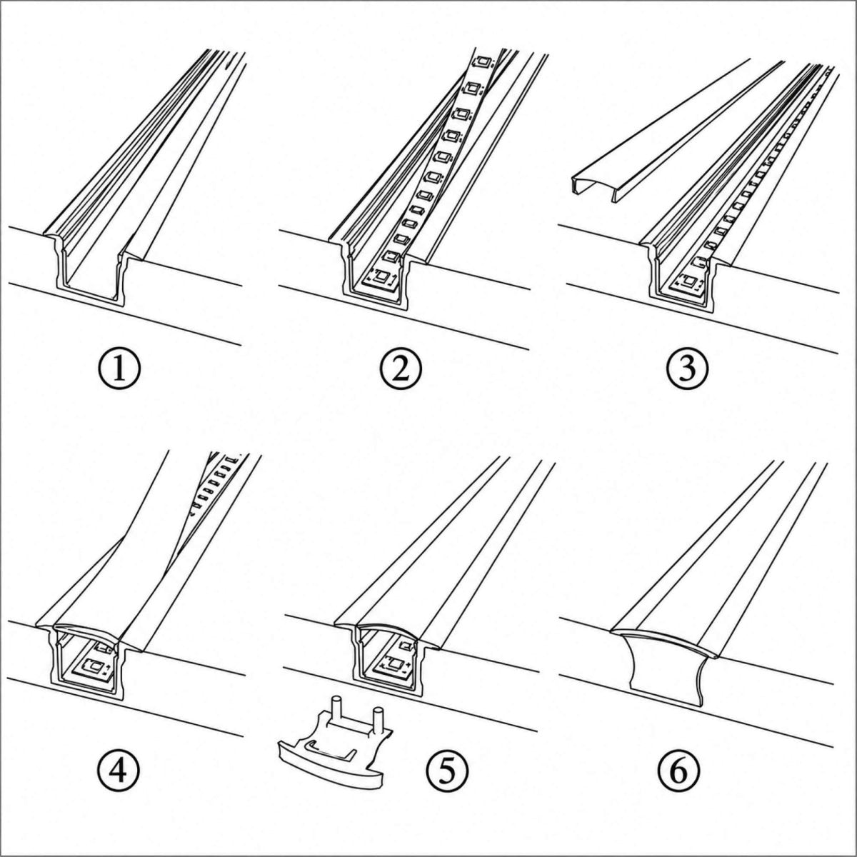 Perfil de aluminio empotrable 23x8mm para tira LED - Barcelona Led-
