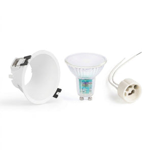 KIT Aro empotrable fijo Ø93mm + Bombilla GU10 5,4W + Portalámparas (1)