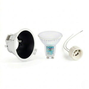 KIT Aro empotrable fijo Ø93mm + Bombilla GU10 5,4W + Portalámparas (9)