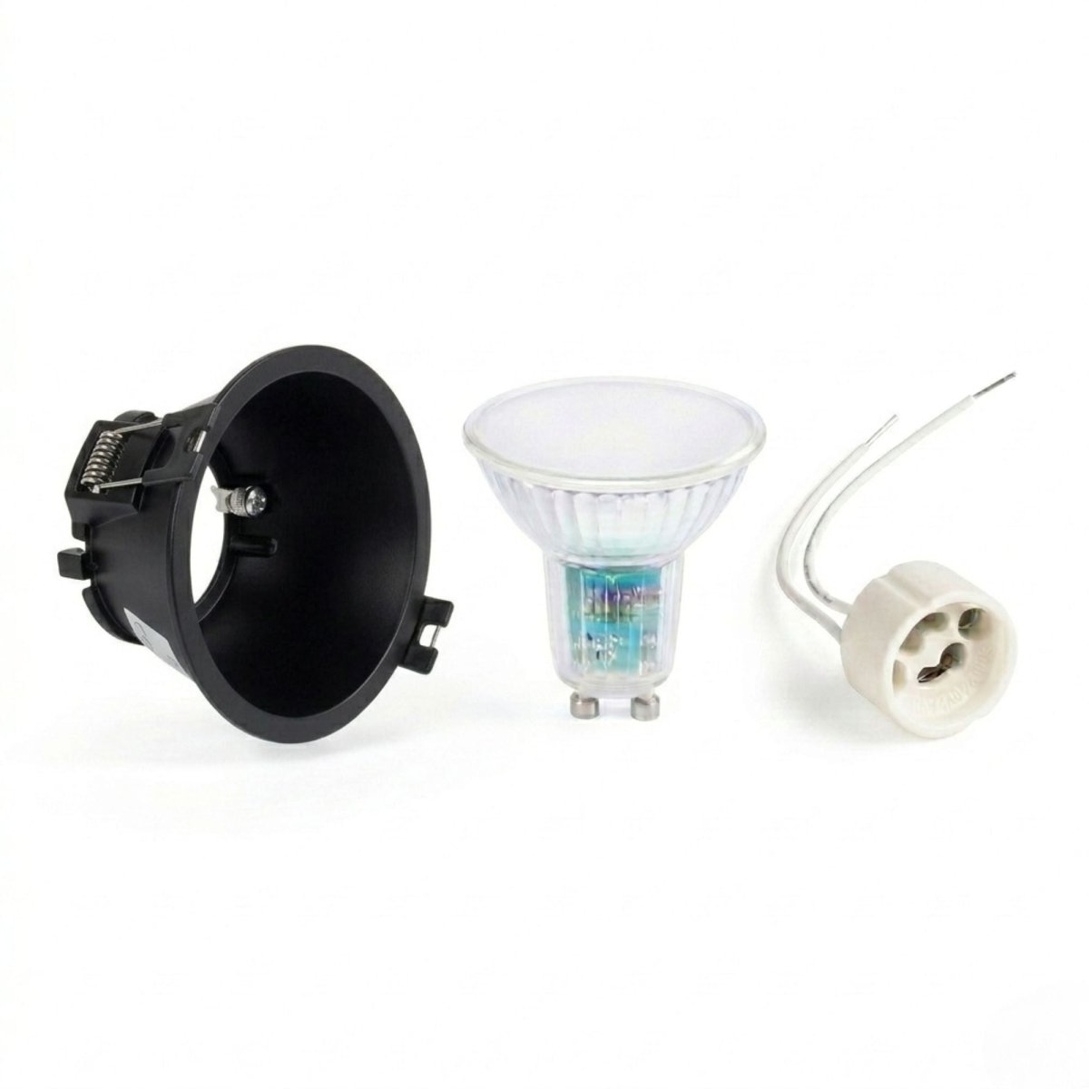 KIT Aro empotrable fijo Ø93mm + Bombilla GU10 5,4W + Portalámparas - Barcelona Led-