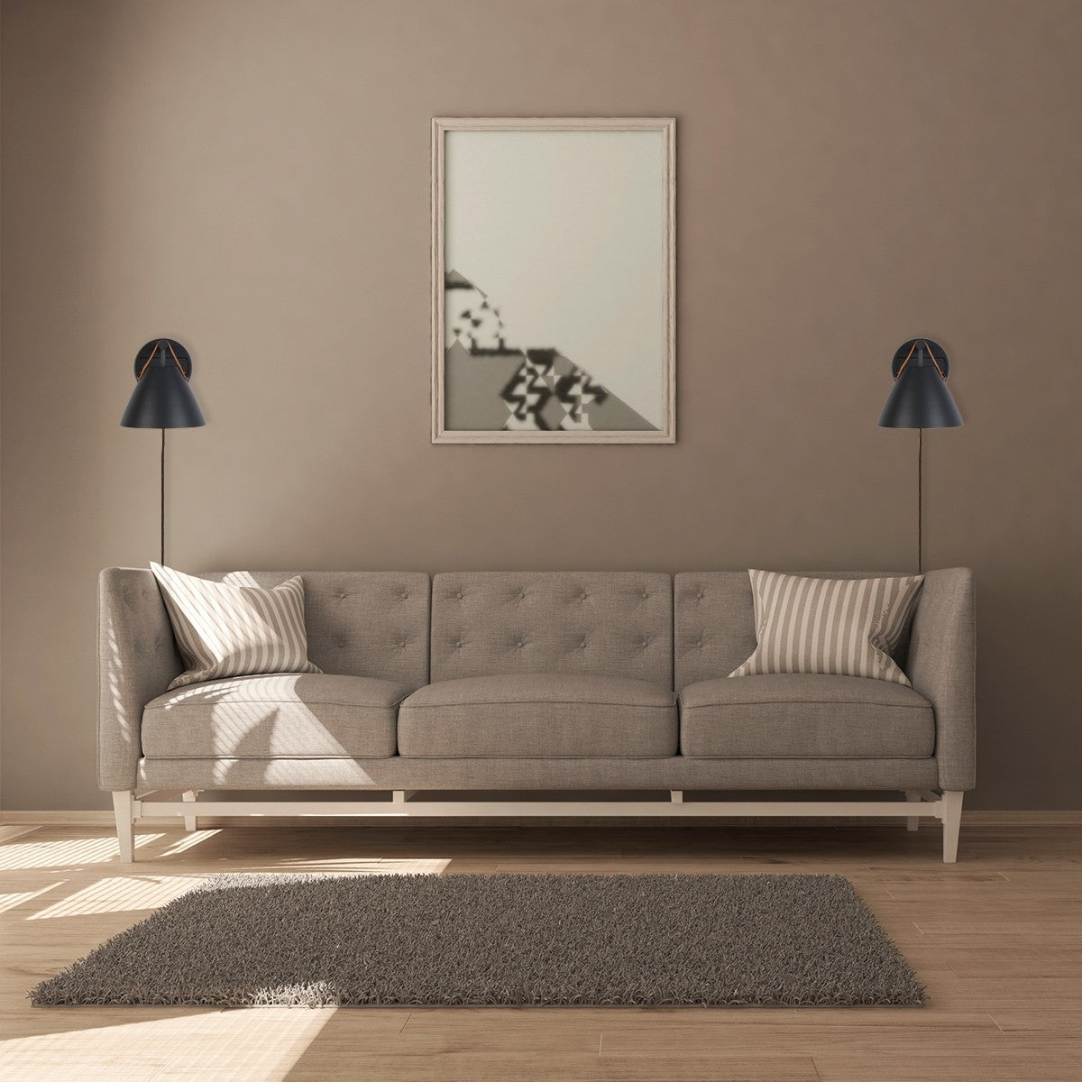Aplique de pared de cuero "Ellen" con cable y interruptor (7)