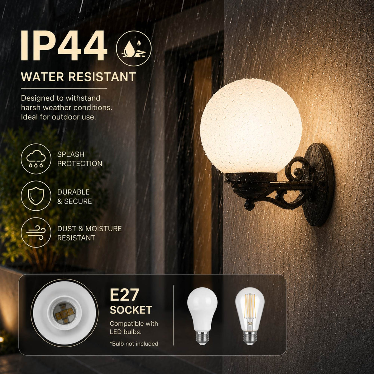 Aplique de pared exterior globo "NAUTA" - E27 - IP44 (1)
