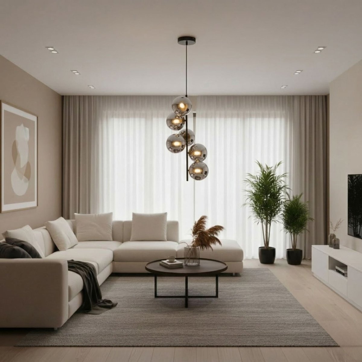 Lámpara colgante con esferas de cristal "ROMEE" - 6 x G9 - Barcelona Led-Decoración