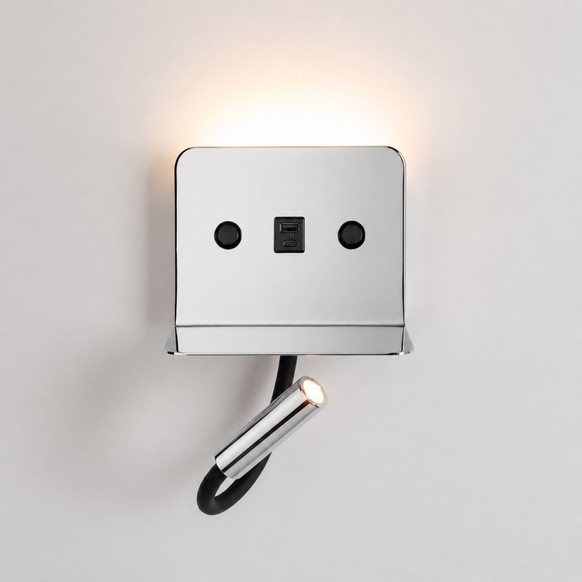 Aplique de pared para lectura "SLANGE 2" - 3W + 6W - Puerto USB + USB-C - Barcelona Led-Decoración