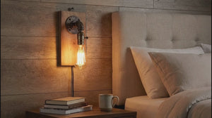 Aplique de pared estilo industrial de madera y metal "Older" - E27