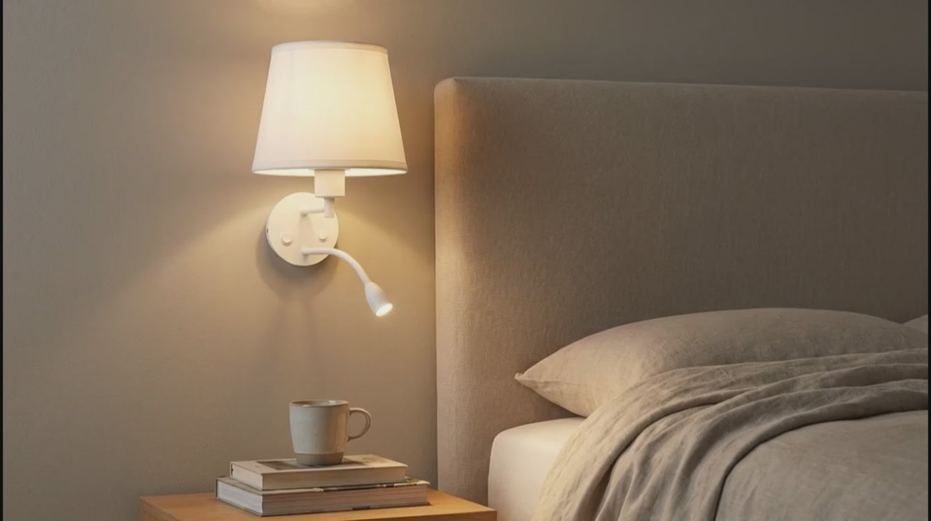 Aplique de pared "PAIR" E27 con foco LED de lectura 3W