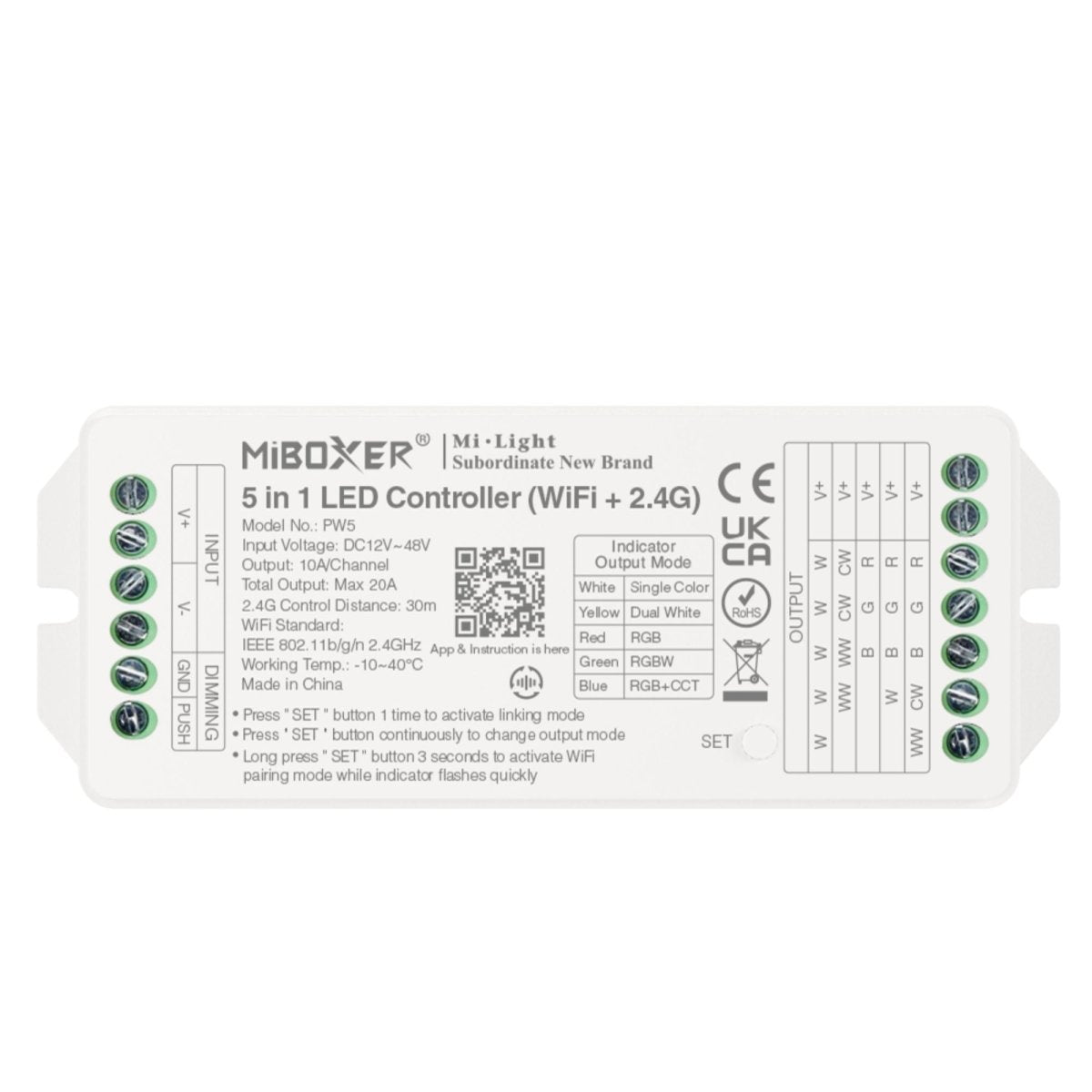 Controlador tira LED 5 en 1 - Monocolor/Dual White/RGB/RGBW/RGBCCT - 12/48VDC - 20A - 2.4G - WiFi - Milight - Barcelona Led-Control y regulación