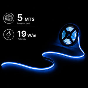 Tira LED COB 24V DC - RGBCW - 19W/m - 12mm - IP20 - Rollo de 5 metros - Corte 33mm