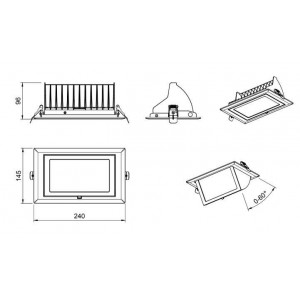 Downlight LED-Downlight rechteckig 38W 120° CCT SYSTEM