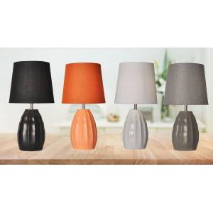 Porzellan-Tischleuchte für das Schlafzimmer - Porzellanlampe - Tischlampe - orange grau schwarz