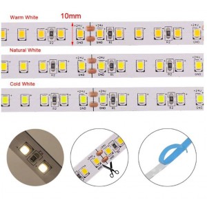 LED-Streifen 24V DC - 18W/m - Einfarbig - 10 mm - IP20 - 5 Meter Rolle - 120 LEDs/m - kürzbar