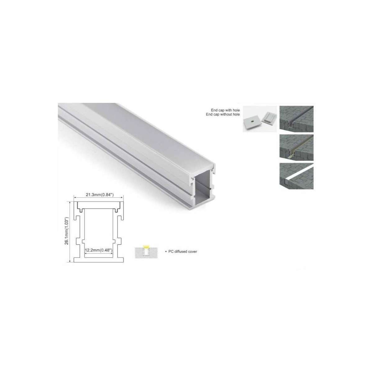 Bodeneinbauleuchte Profil 21x26mm (2mt.)