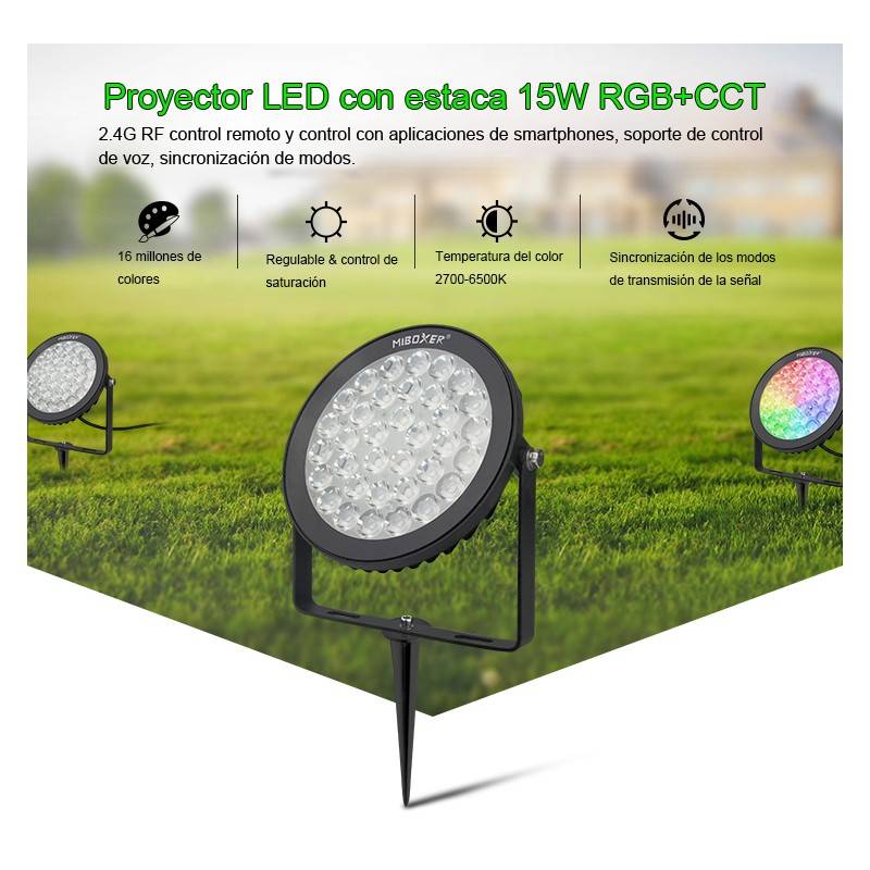 LED-Gartenstrahler mit Spike 15W RGB+CCT RF/WiFi Steuerung | Mi Light | FUTC03 LED-Gartenstrahler mit Spike 15W RGB+CCT RF/WiFi Steuerung | Mi Light | FUTC03