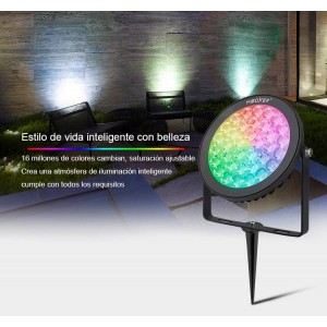 LED-Gartenstrahler mit Spike 15W RGB+CCT RF/WiFi Steuerung | Mi Light | FUTC03