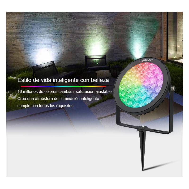 LED-Gartenstrahler mit Spike 15W RGB+CCT RF/WiFi Steuerung | Mi Light | FUTC03 LED-Gartenstrahler mit Spike 15W RGB+CCT RF/WiFi Steuerung | Mi Light | FUTC03