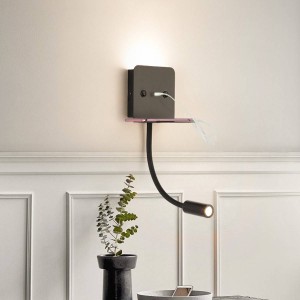 SLANGE" 3W LED-Lesewandleuchte, verstellbar und USB-Ladestation