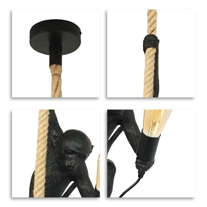 Affen-Hängeleuchte aus Harz „Ximpa“ - Affenlampe mit Baldachin und E27 Fassung