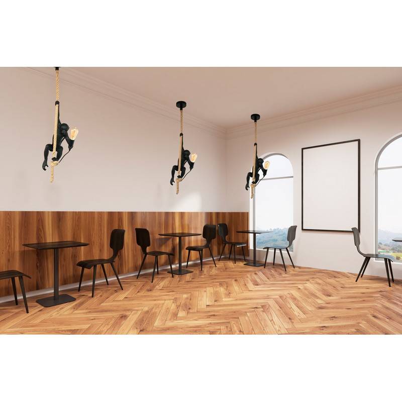 Affen-Hängeleuchte aus Harz „Ximpa“ - schwarze Affenleuchte