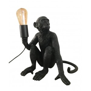 Affen-Tischleuchte „Rila“ aus Harz - Interieurlampe - schwarze Farbe - E27