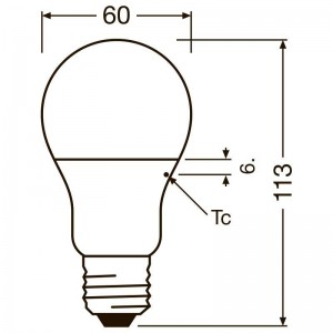 Abmessungen LED-Glühbirne E27 A60 8,5W LEDVANCE