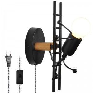 Wandleuchte mit Schalter und Stecker „Doll Ladder - Männchen Puppe Lampe klettert auf Leiter