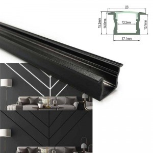 Schwarzes Aluminiumprofil für LED-Streifen 23x15mm (2 Meter)