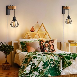 Käfigleuchte „Roden“ mit Schalter und Stecker - Wandleuchte - Schlafzimmer Deko