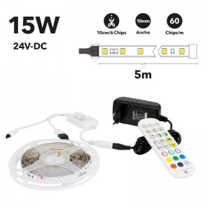 Set LED-Streifen 5m COB RGB 24V + Netzteil + Steuerung 