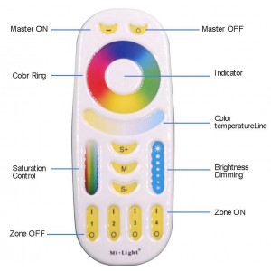 LED RGB + CCT - 4 Zonen Fernbedienung - Weiß - FUT092 - Mi Light - LED Lampen & Streifen steuern, Farbrad, alle Modi