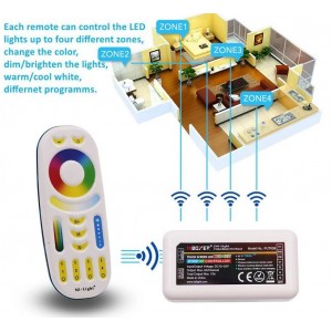 LED RGB + CCT - 4 Zonen Fernbedienung - Weiß - FUT092 - Mi Light - Dimmer, Helligkeit, Sättigung, Farbtemperatur