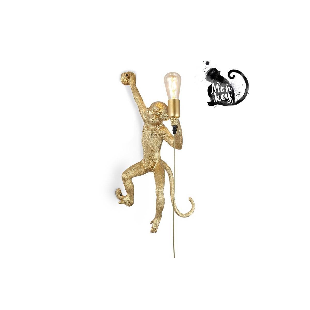 Affen-Wandleuchte „Cesar“ aus Harz - Gold