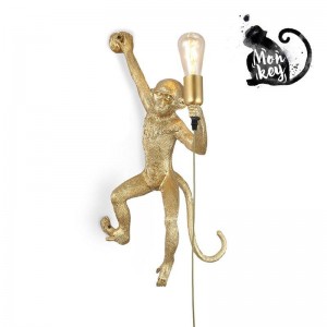 Affen-Wandleuchte „Cesar“ aus Harz - Gold