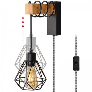 Käfigwandleuchte mit Schalter und Stecker "RODEN".