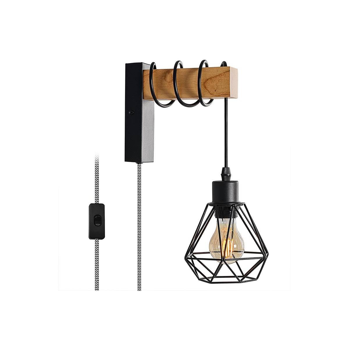 Käfigwandleuchte mit Schalter und Stecker "RODEN".
