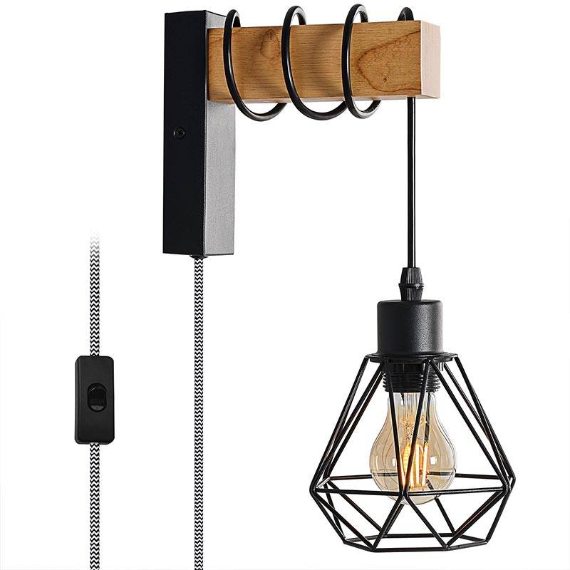 Käfigwandleuchte mit Schalter und Stecker "RODEN".