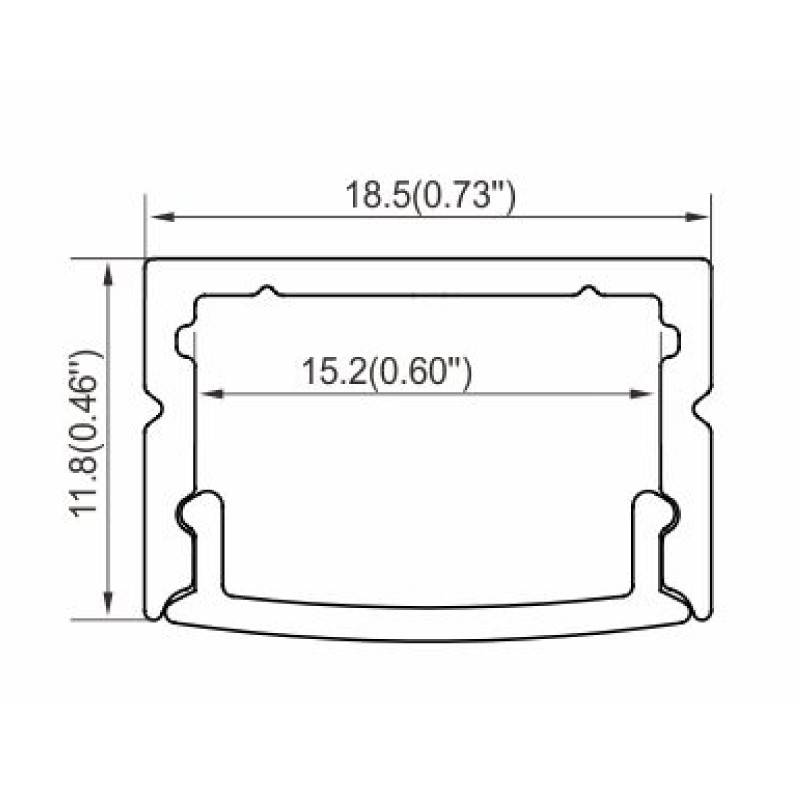 Profil für LED-Streifen 18x12mm Aluminium eingelassen 2 Meter