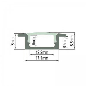 Stranggepresstes Aluminiumprofil für Aussparungen 23x8mm (Bar 2ml)