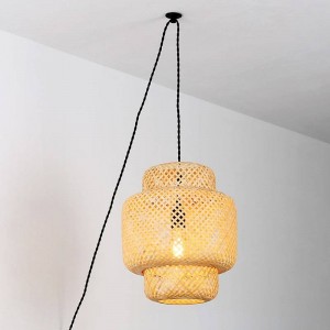 Hängeleuchte ONNA Korblampe mit Schalter und Stecker - Natur Hängelampe, Korb, Wohnraum, gemütlich