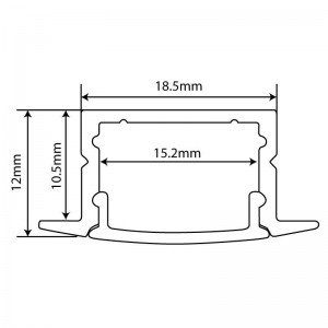 Aluminium-Oberflächenprofil 18x12mm für LED-Streifen 15mm