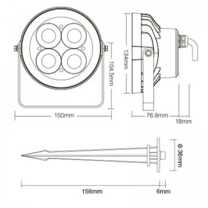 LED-Flutlicht 18W RGB+CCT RF/WiFi Steuerung - IP66