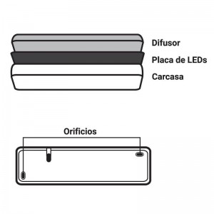 Dauer-Notleuchte 3W - 250 lm - 3 Stunden Autonomie - mit Diffusor - LED Notbeleuchtung